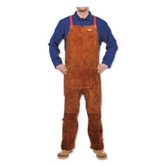 Best Welds 302S Leather Split Leg Bib Apron, 24 In W X 42 In L, Side Split Cowhide, Lava Brown