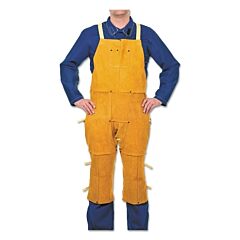 Best Welds Q10 Leather Split Leg Bib Apron, 24 In W X 48 In L, Split Cowhide, Golden Brown