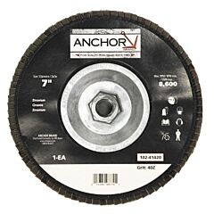 Anchor Brand 98770 Abrasive Flap Discs, 7 In, 40 Grit, 8,600 Rpm