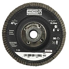 Anchor Brand 98759 Abrasive Flap Disc, 4-1/2 In, 40 Grit, 7/8 In Arbor, 13,000 Rpm, Angled