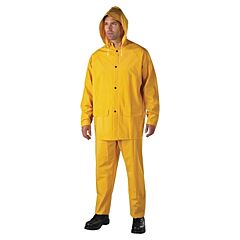 Anchor Brand 4035Xxl 3-Pc Rainsuit, Jacket/Hood/Overalls, 0.35 Mm, Pvc Over Polyester, Yellow, 2X-Large