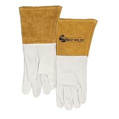 Best Welds 120Tigm 120-Tig Capeskin Welding Gloves, Medium, White/Tan, 4 In Gauntlet, Unlined
