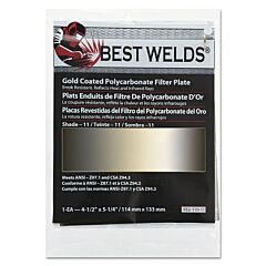 Best Welds 93211011 Gold Coated Filter Plate, Gold/11, 4-1/2 In X 5-1/4 In, Polycarbonate