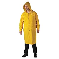 Anchor Brand 4148Xxl 48 In Raincoat With Detachable Hood, 0.35 Mm, Pvc Over Polyester, Yellow, 2X-Large