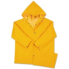 Anchor Brand 4148L 48 In Raincoat With Detachable Hood, 0.35 Mm, Pvc Over Polyester, Yellow, Large