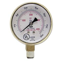 Best Welds Wwn900B254000 Pressure Gauge, 2-1/2 In, 4000 Psi, Brass, 1/4 In Npt