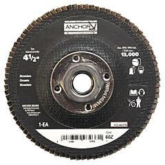 Anchor Brand 97933 Abrasive High Density Flap Discs, 4-1/2 In Dia, 60 Grit, 5/8 In - 11 Arbor, 12,000 Rpm
