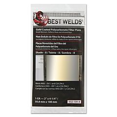 Best Welds 9321098 Gold Coated Filter Plate, Gold/8, 2 In X 4.25 In, Polycarbonate