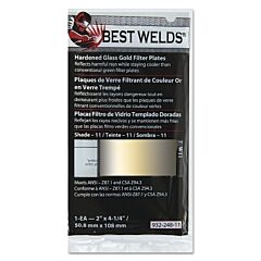 Best Welds 93224811 Hardened Glass Gold Filter Plate, Gold/11, 2 In X 4-1/4 In