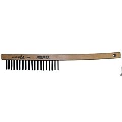 Anchor Brand 94922 Hand Scratch Brush, 3 X 19 Rows, Carbon Steel Bristles, Curved Wood Handle