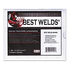 Best Welds Sp35 Cover Lens, Scratch/Static Resistant, 4-1/2 In X 5-1/4 In, 70% Cr-39 Plastic