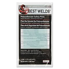 Best Welds 932440 Safety Plate, 2 In X 4-1/4 In, Polycarbonate, Clear