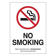 Brady® 88427 No Smoking Signs, 7W X 10H, Black/Red On White, Polyester