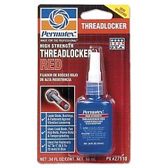 Permatex® 27110 High Strength Red Threadlocker, 10 Ml, 1/4 In To 3/4 In Thread