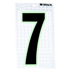 Brady® 3010-7 Glow-In-The-Dark/Ultra Reflective Numbers, 3.5 In X 2.5 In, "7", Black/Silver