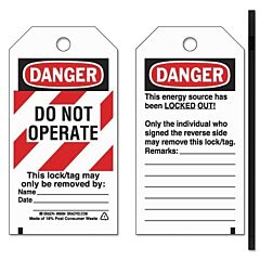 Brady® 66064 Lockout Tags, 5 3/4 In X 3 In, Economy Polyester, Danger, Do Not Operate