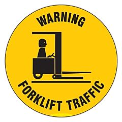 Brady® 97615 Anti Skid Floor Signs Warning Forklift Traffic, 17 In Dia., Black On Yellow