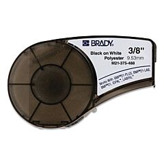 Brady® 110934 Bmp®21 Plus Series B-488 Solvent-Resistant Laboratory Label, 21 Ft L X 0.375 In W, Black Text On White Tape, Matte