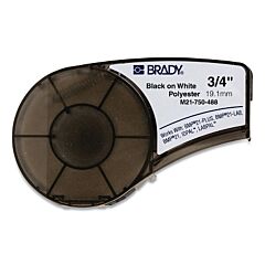 Brady® 110936 Bmp®21 Plus Series B-488 Solvent-Resistant Laboratory Label, 21 Ft L X 0.75 In W, Black Text On White Tape, Matte