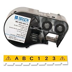 Brady® Mc-500-584-Yl Brady® Bmp41 Bmp51 Bmp53 Reflective Label, .5 In W X 20 Ft L, Black On Yellow