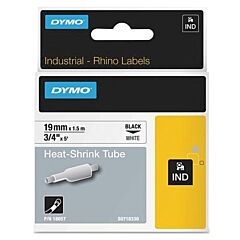 Dymo 18057 Heat Shrink Tube, 3/4 In X 5 Ft, Black On White