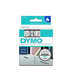 Dymo 45803 D1 Standard Cassette Label, 3/4 In W X 23 Ft L, Black Print On White Background