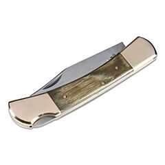 Proto® 18545 Lockback Knives, 2 1/4" 400 Grade Stainless Blade, Wood/Steel, Leather Sheath