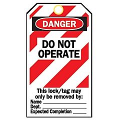 Brady® 65520 Heavy Duty Lockout Tag, 3 In W X 5.75 In H, Polyester, Danger, Do Not Operate, Black/Red On White