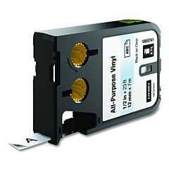 Dymo 1868751 Xtl Label, 1/2 In W X 23 Ft L, Black On White