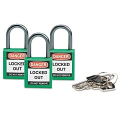 Brady® 118955 Compact Safety Locks, 1 1/5 In W X 5/8 L In X 1 2/5 H, Green, 3/Pk