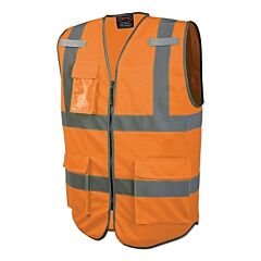 Pioneer® V1023850U-4Xl 6958U/6959U Hi-Vis Solid Multi-Pocket Safety Vest, 4X-Large, Orange
