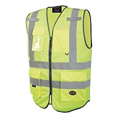 Pioneer® V1023860U-M 6958U/6959U Hi-Vis Solid Multi-Pocket Safety Vest, Medium, Green