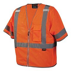 Pioneer® V1023950U-Xl 6790U/6791U Hi-Vis Mesh Short Sleeved Safety Vest, X-Large, Orange