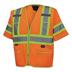 Pioneer V1023550U-4Xl 6690U/6691U Hv Polyester Tricot Sleeved Safety Vest, 4X-Large, Orange