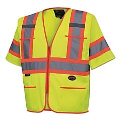 Pioneer V1023560U-3Xl 6690U/6691U Hv Polyester Tricot Sleeved Safety Vest, 3X-Large, Yellow
