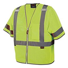 Pioneer V1023960U-M 6790U/6791U Hi-Vis Mesh Short Sleeved Safety Vest, Medium, Green
