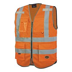 Pioneer V1024850U-2Xl 6960U/6961U Hi-Vis Mesh Multi-Pocket Safety Vest, 2X-Large, Orange