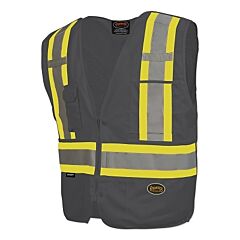 Pioneer V1021170U-3Xl Hi-Vis Zip-Up Snap Break Away Safety Vest, 3X-Large, Black