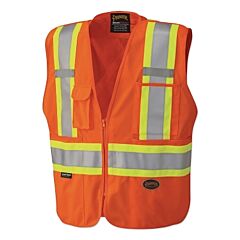 Pioneer V1021150U-4Xl Hi-Vis Zip-Up Snap Break Away Safety Vest, 4X-Large, Orange