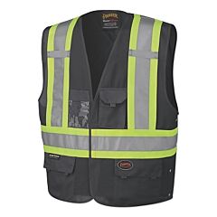Pioneer V1021571U-S/M 135Au Safety Vest, Size Small/Medium, Black