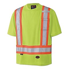 Pioneer V1051160U-3Xl 6990U/6991U Birdseye Hi-Vis Safety T-Shirt, Short Sleeves, 3X-Large, Yellow/Green
