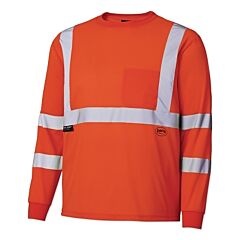 Pioneer V1054250U-2Xl 68887U/6888U Hv Long-Sleeved Birdseye Safety Shirt, 2X-Large, Orange