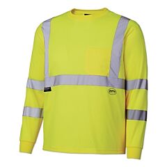 Pioneer V1054260U-L 68887U/6888U Hv Long-Sleeved Birdseye Safety Shirt, Large, Yellow/Green