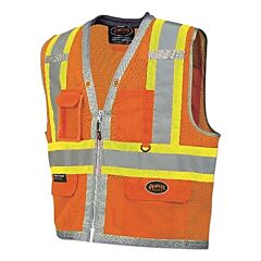 Pioneer® V1010450U-3Xl 6674U/6675U Hv Full Mesh Surveyor Vests With Padded Collar, 3X-Large, Orange