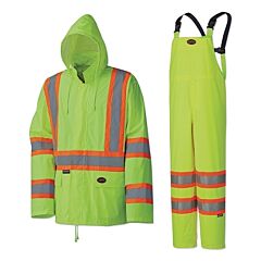Pioneer V1080160U-M 2-Piece Hi-Vis Lightweight Waterproof Suit, .35 Mm, Yellow/Green, Size Medium
