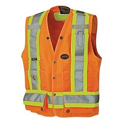 Pioneer V1010151U-3Xl 6692Au/6693Au Hv Woven 150D Multi-Pocket Surveyor Vest, 3X-Large, Orange