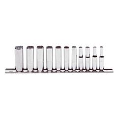 Proto® 47203 Torqueplus 11 Piece Metric Deep Socket Sets, 1/4 In, 12 Point