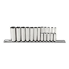 Proto® 47202 Torqueplus 12 Piece Metric Deep Socket Sets, 1/4 In, 6 Point