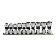 Proto® 52201 Torqueplus 12 Piece Metric Universal Socket Sets, 3/8 In, 12 Point