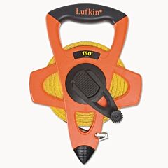 Lufkin® Fe150 Hi-Viz® Orange Reel Fiberglass Tapes, 1/2 In X 150 Ft, 1/8 In Grad.